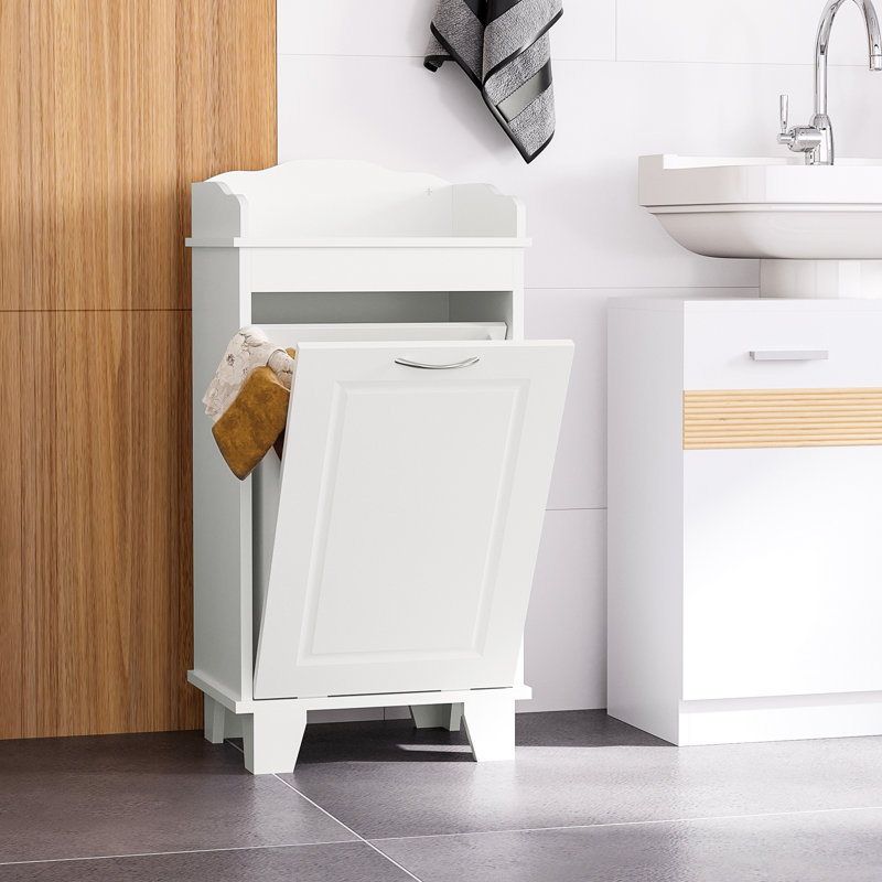 Bathroom Hamper Storage Cabinet, 31", White Tilt Out, , Added Storage, Maximize Unused Areas, Stable Construction 31" Out Laundry Organizer, Standing With Utilize Spaces Feature