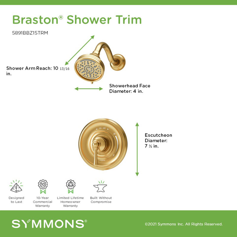 Ensemble de garniture de douche multi-jets avec contrôle de volume Braston HydroMersion, Bronze