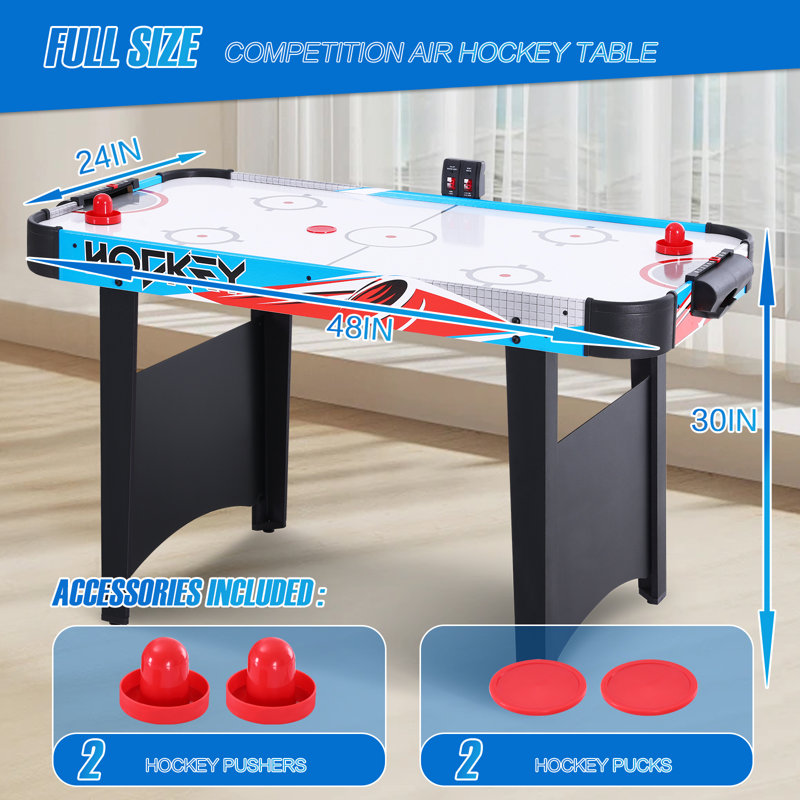 RayChee 48” 2 -Player Air Hockey Table with 2 Pucks, 2 Pushers, Digital LED Scoreboard, Powerful 12V Motor