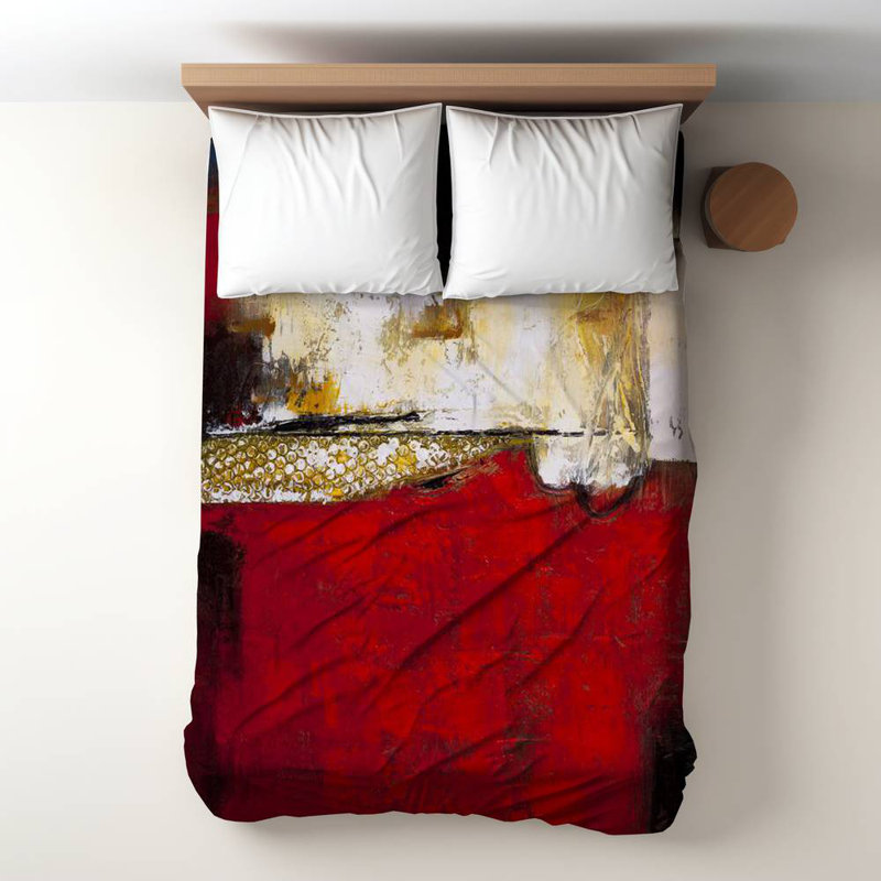 Polyester Sateen Duvet Cover, Twin Duvet, Blue Abstract Industrial Art With Numbers