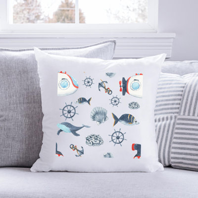 Nautical Sea Life_501 - Throw Pillow Insert Includ Polyester Throw Pillow