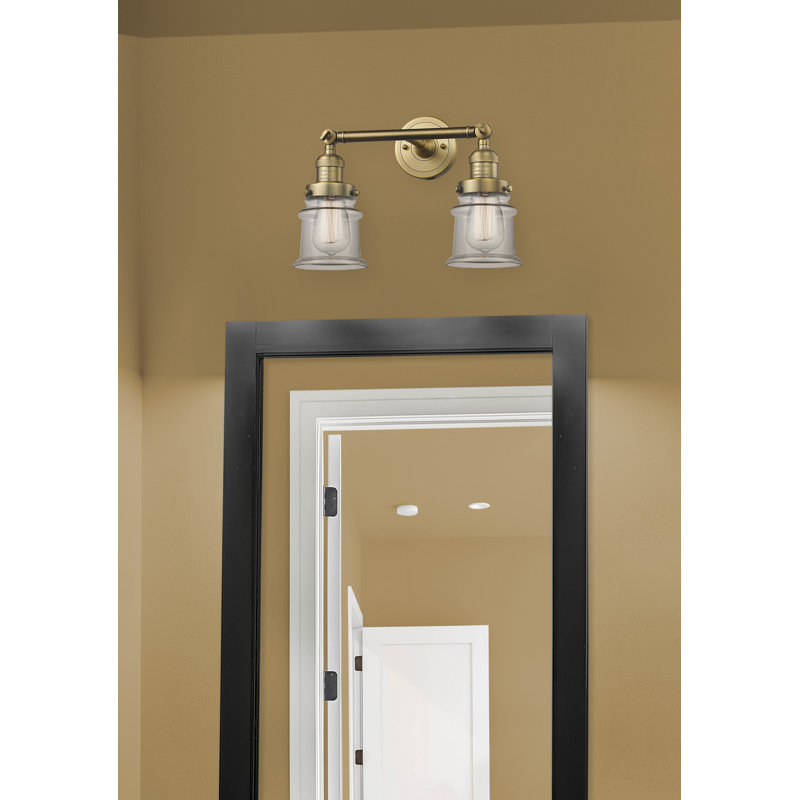 Éclairage pour salle de bain 2 lumières Alexandira, Ampoule DEL 6 watts Vinage, Transparent, Laiton brossé