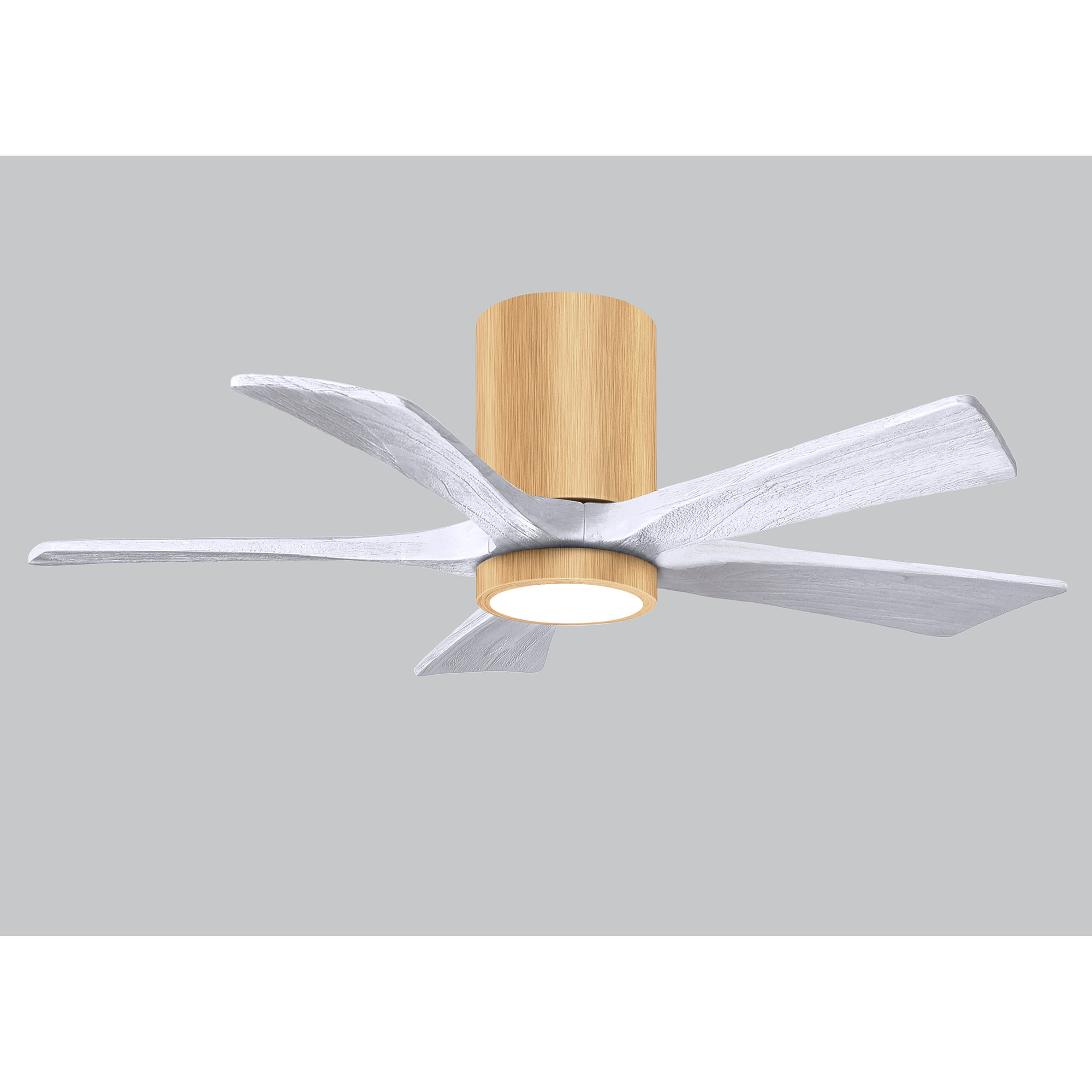 Irene 5 - Blade LED Ceiling Fan with Light Kit Included, Light Maple, 42", Matte White