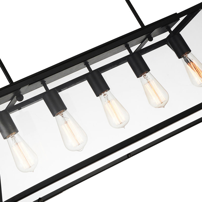 Lustre rustique en duvet noir 36 po pour salle à manger, îlot de cuisine, bar - compatible 5 lumières DEL avec culot E26