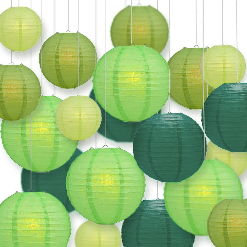 20PCS Hanging Paper Lanterns, Green