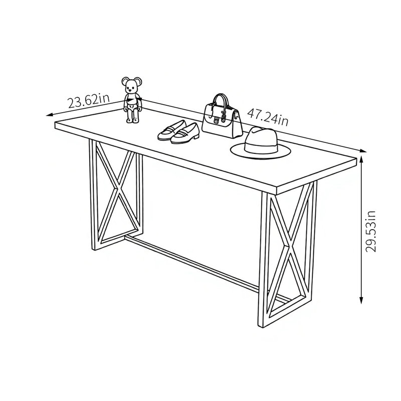 Table de présentation en acier inoxydable, H 29,53 po x L 23,62 po x l 47,24 po