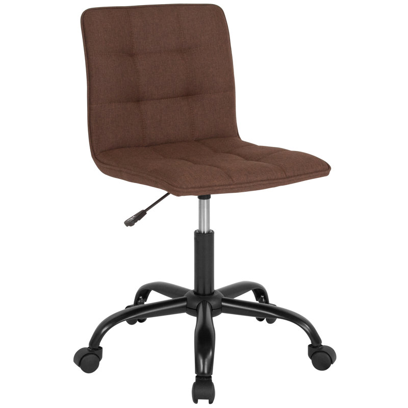 Home and Office Armless Task Office Chair with Tufted Back/Seat, Brown