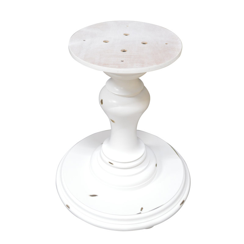 White Solid Hardwood 29" Tall Round Pedestal Table Base