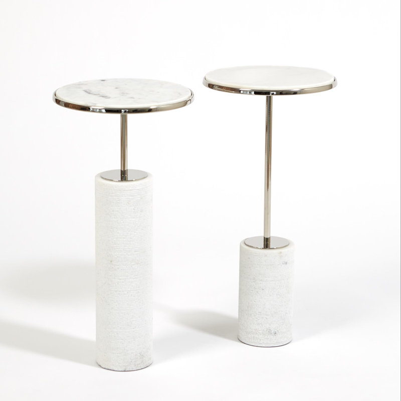 Tall Cored Marble Table-Nickel