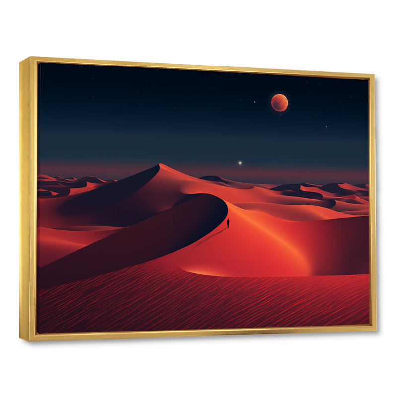 Red Desert Twilight Photo I - Art mural désert, Cadre flottant doré, H 30 po x l 40 po x P 1,5 po