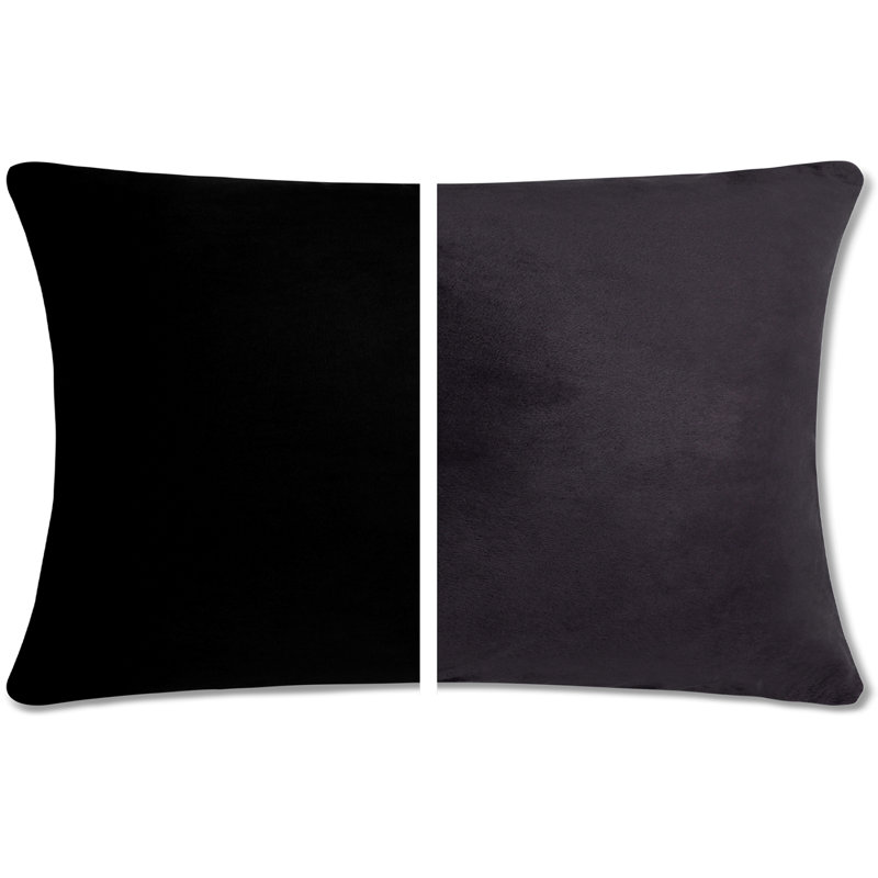 Microsuede Outdoor Reversible Throw Pillow, Stable Black, Feather