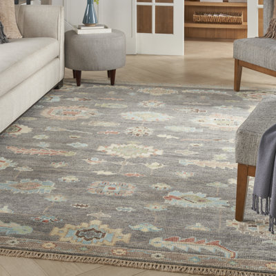 Tapis d'intérieur gris foncé multicolore 7 pi 9 po x 9 pi 9 po Nourison Tieka