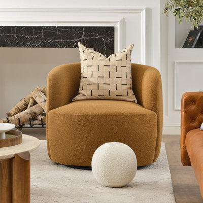 Jaydin 34" Wide Boucle Upholstered Swivel Armchair