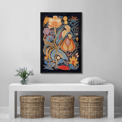 Abstract Botanical " Psychedelic Flower Collage Floral Botanical Print Modern Multicolor "