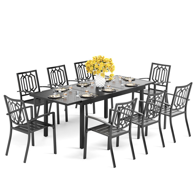 Argyri 8 - Person Patio Dining Set with Extendable Rectangular Table