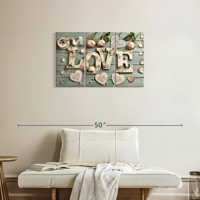 Plaque murale Shabby Elegance Love, H 20 po x l 33 po