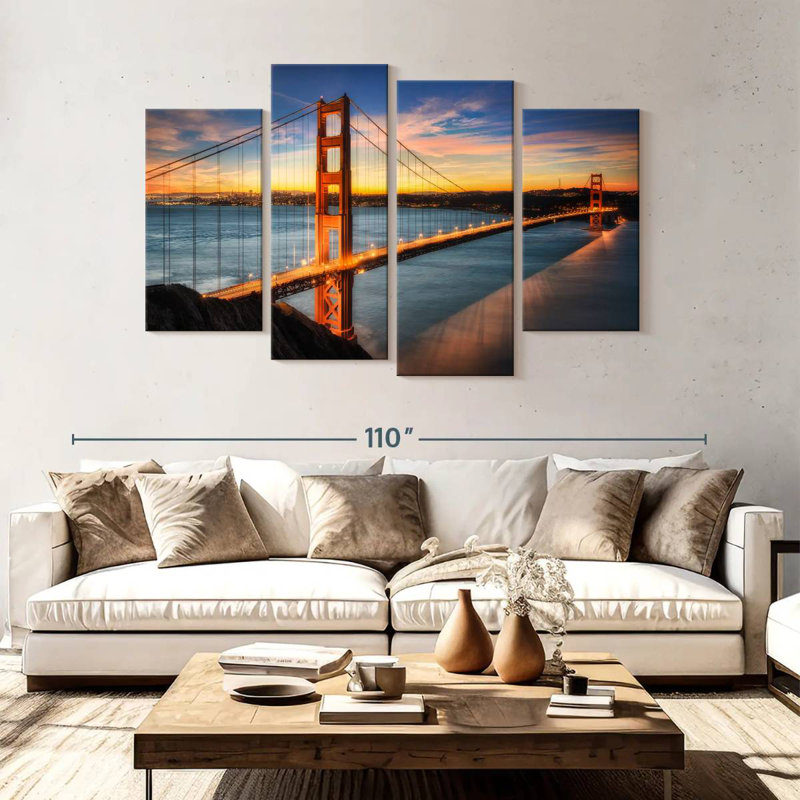 Lumières sur Golden Gate, H 54 po x l 84 po