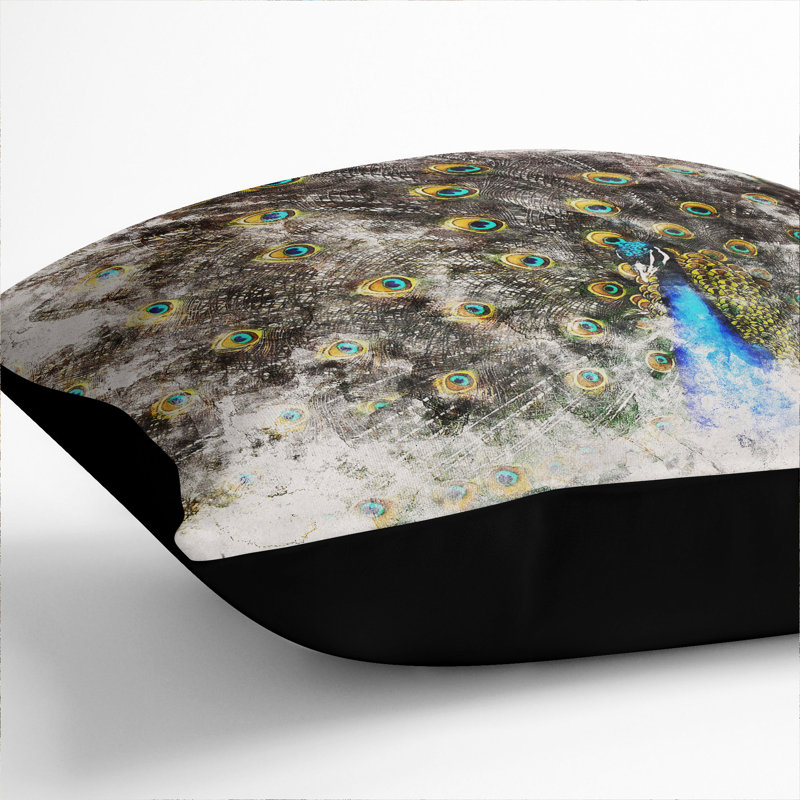 Peacock Vol.1 Scatter Cushion, 55cm H x 55cm W x 20cm D, Black