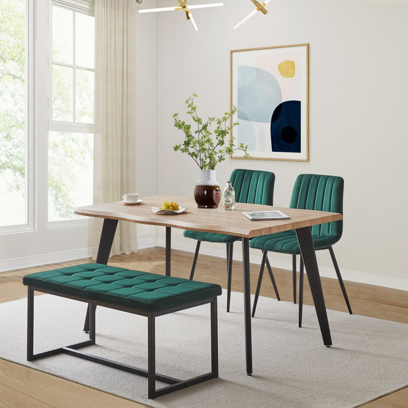 Marigolde Velvet Upholstered Bench, Green