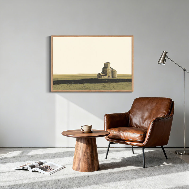 Art mural sur toile avec silo vert et grange, H 32 po x l 48 po