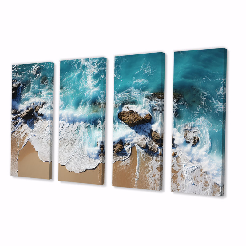 4 pièces d'art mural pour salon Skyblue, H 32 po x l 64 po
