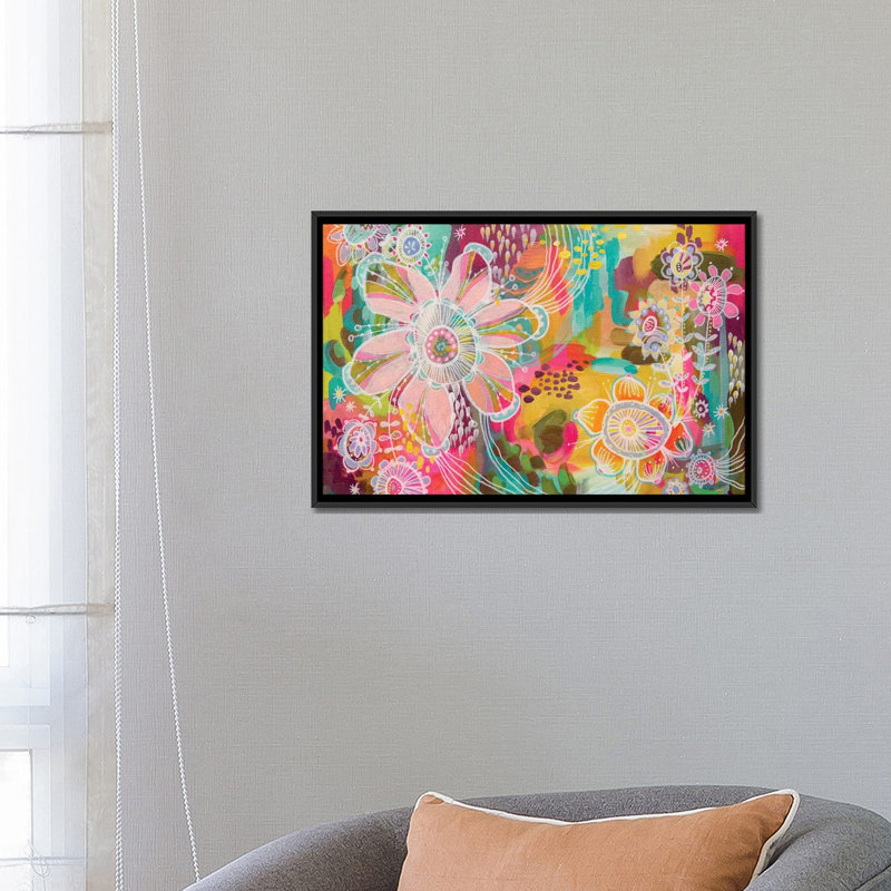 « swoon », impression sur toile tendue, H 18 po x l 26 po x P 1,5 po, Toile avec cadre flottant noir, Pas de tapis