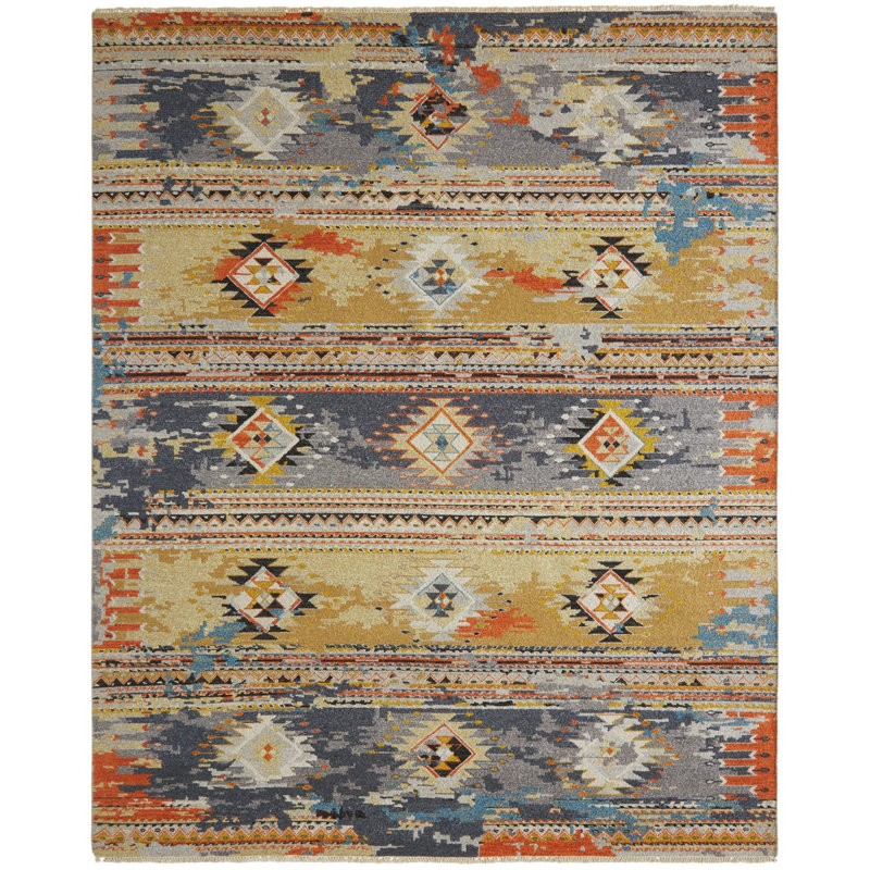 Zahara Hand Knotted Wool Area Rug, Rectangle 8' x 10'
