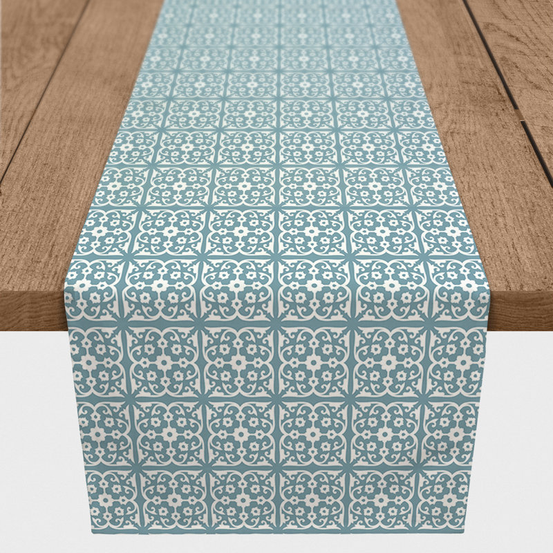 Calvon Rectangle Polyester Table Runner, 90" x 16", Blue