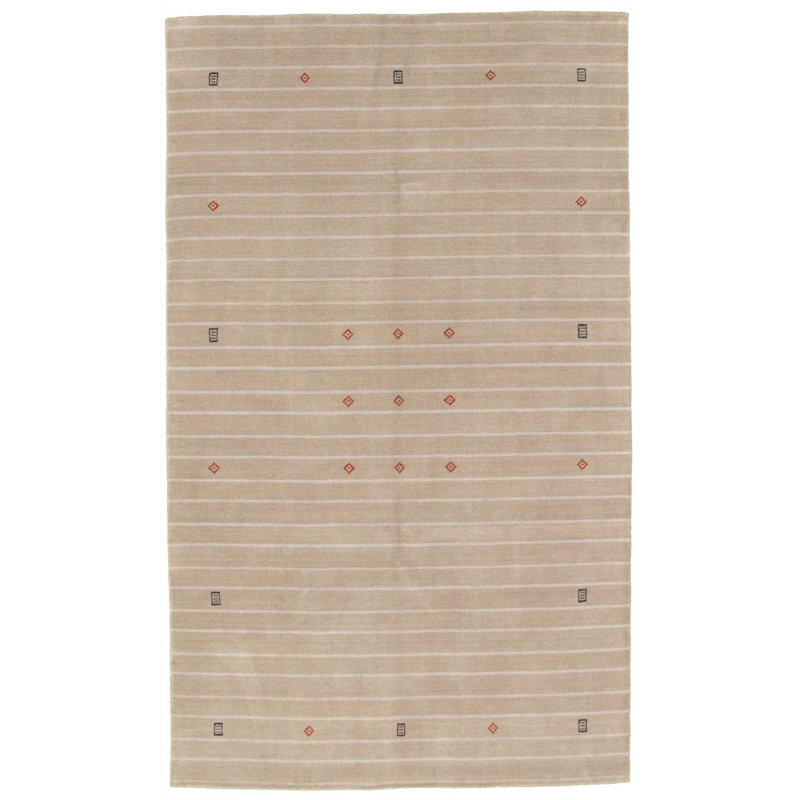 Tapis de bois one-of-kind-noué la 2010 gabbeh gris clair 5 pi 7 po x 9 pi en laine de 4 po Rolland