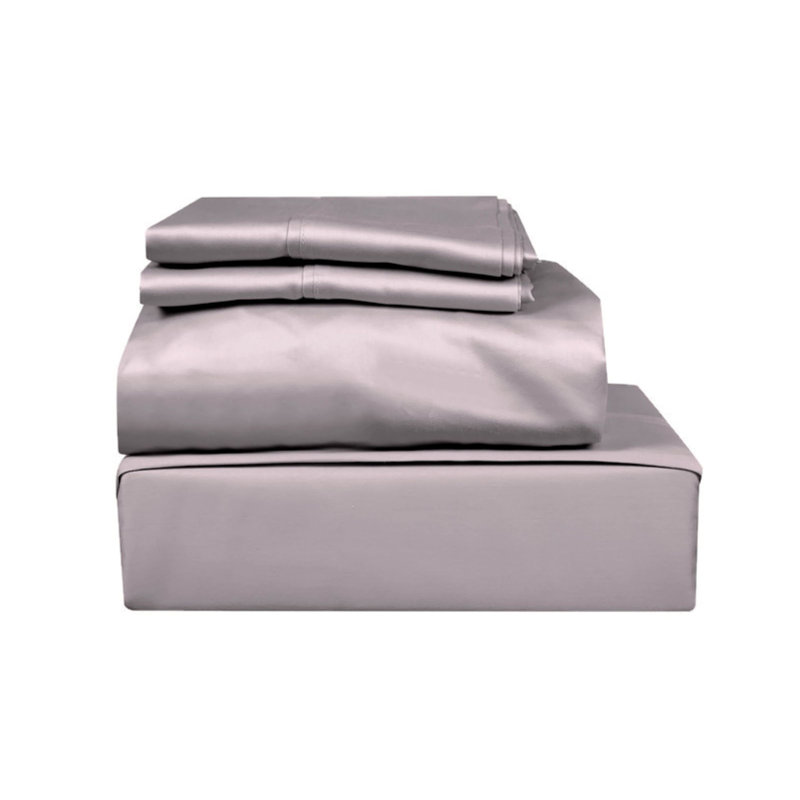 Ensemble de draps en satin 100 % coton d'une contexture de 400 fils, Rouge, Très grand