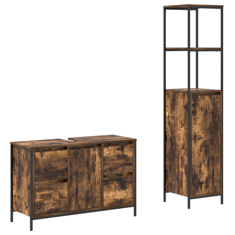 Bathroom Furniture Suite, Medium Wood