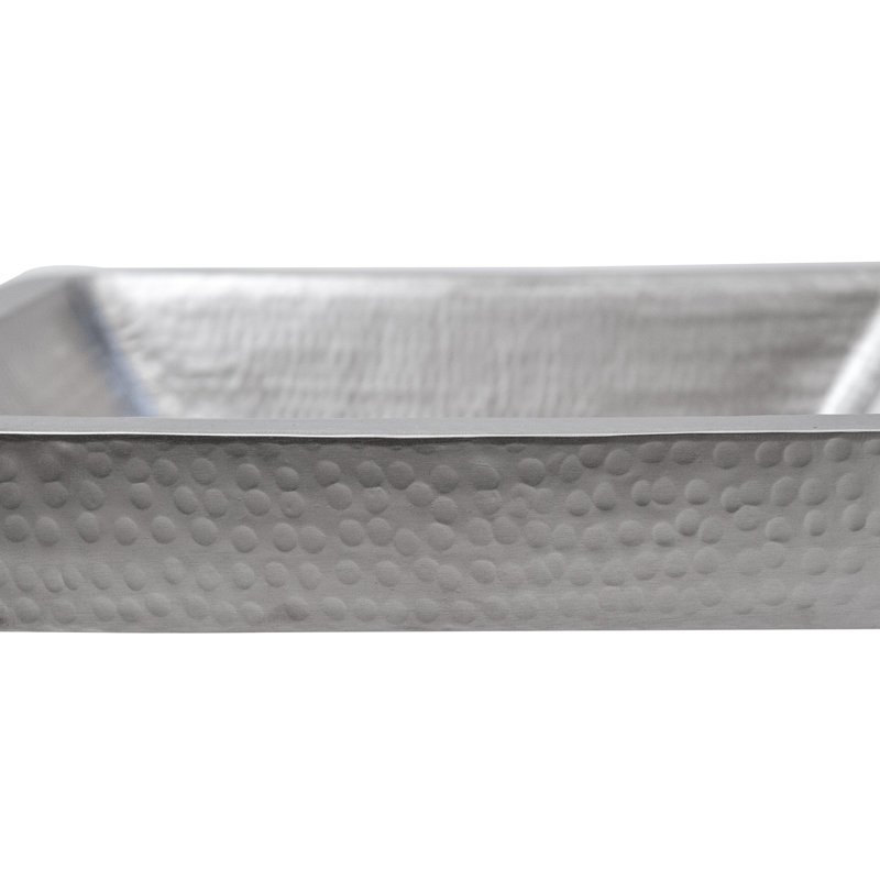 19" Rectangle Skirted Vessel Hammered Copper Sink,  Nickel