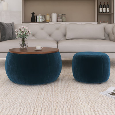 Round Storage End Table With Small Seat