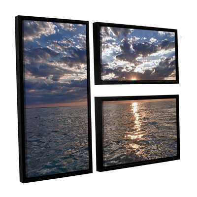 Lake Erie Sunset I by Dan Wilson 3 Piece Framed Photographic Print on Canvas Set -  ArtWall, 0wil009g2436f
