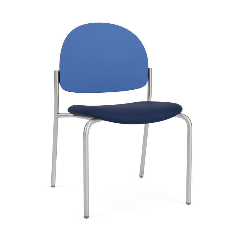 Chaise d'invité sans accoudoir Chat Chat, Argent, Modena Ink / Cobalt Blue Poly