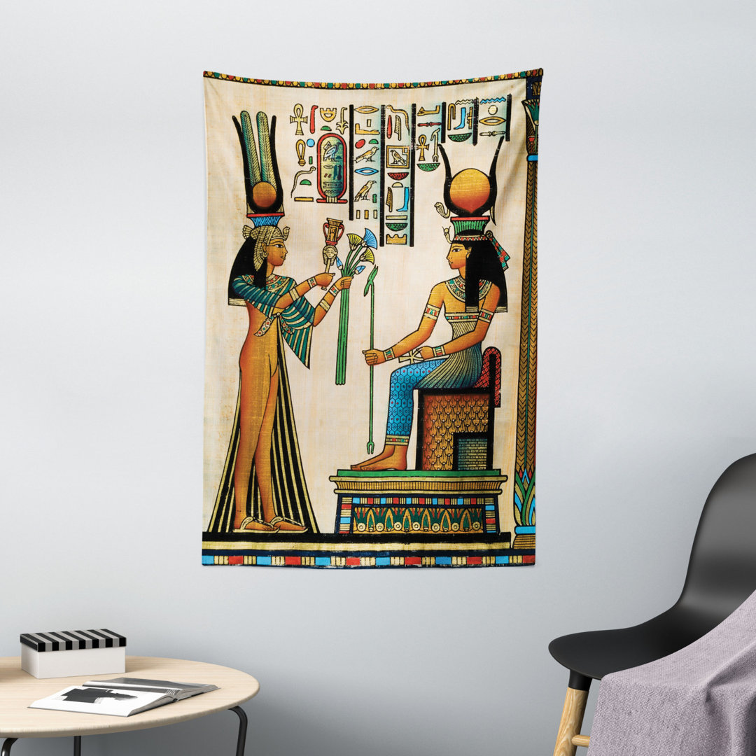 Wandbehang Alter Papyrus mit der Darstellung der Königin Nefertari Historisches Reich