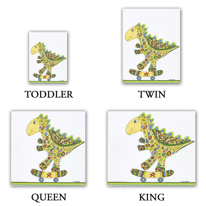Ensemble de housse de couette dinosaur patiner, 1 housse simple + 1 taie standard