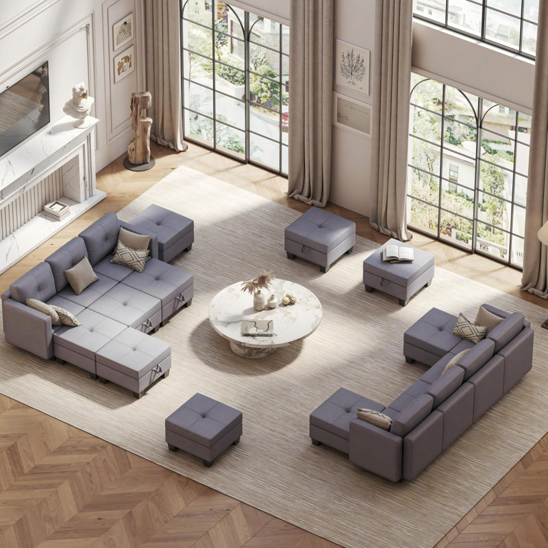 Fabric Corner Sectional, Dark Grey, 6, 6