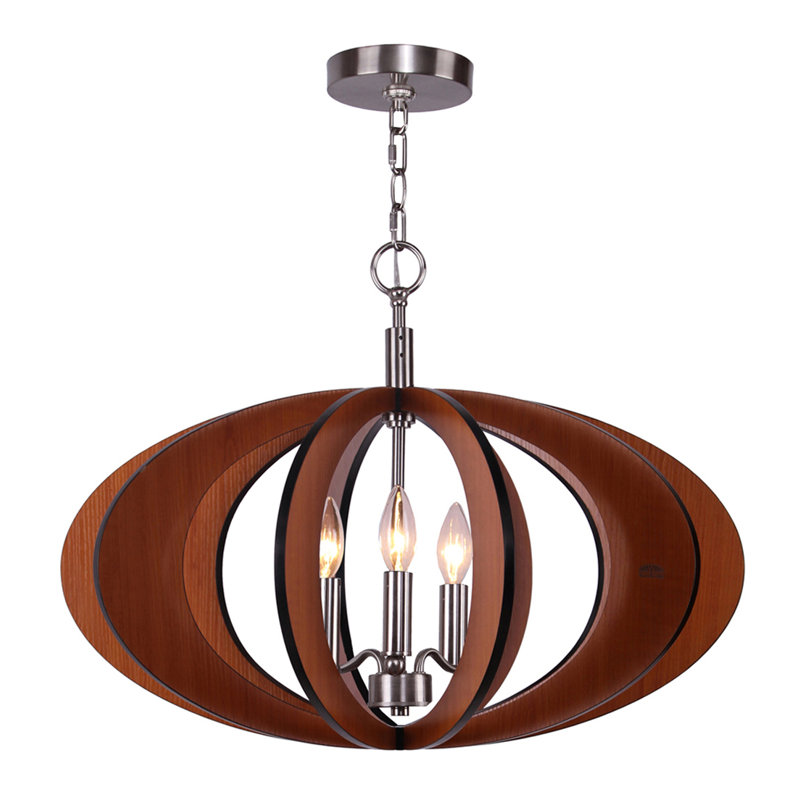 Kylan 3 - Light Globe Chandelier, Cherry/Satin Nickel