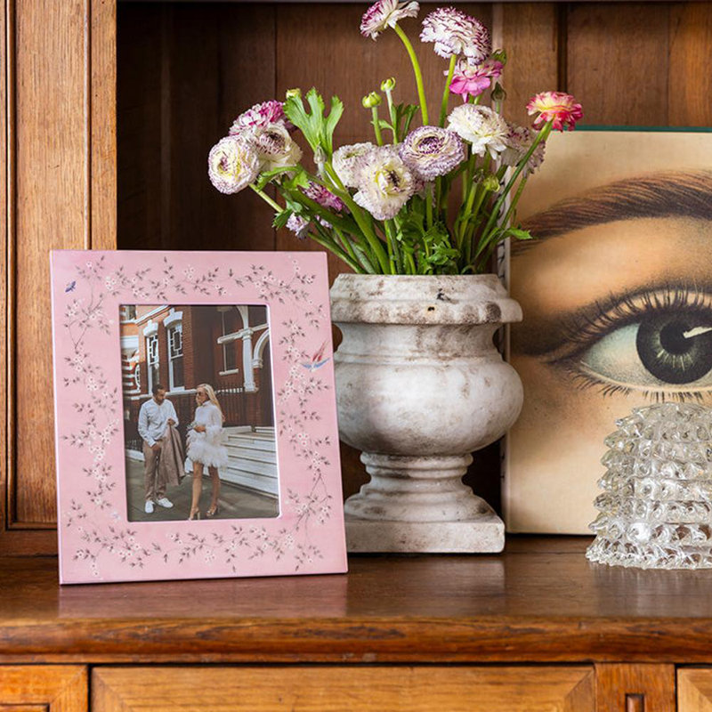 Chinoiserie Glass Picture Frame, Pink