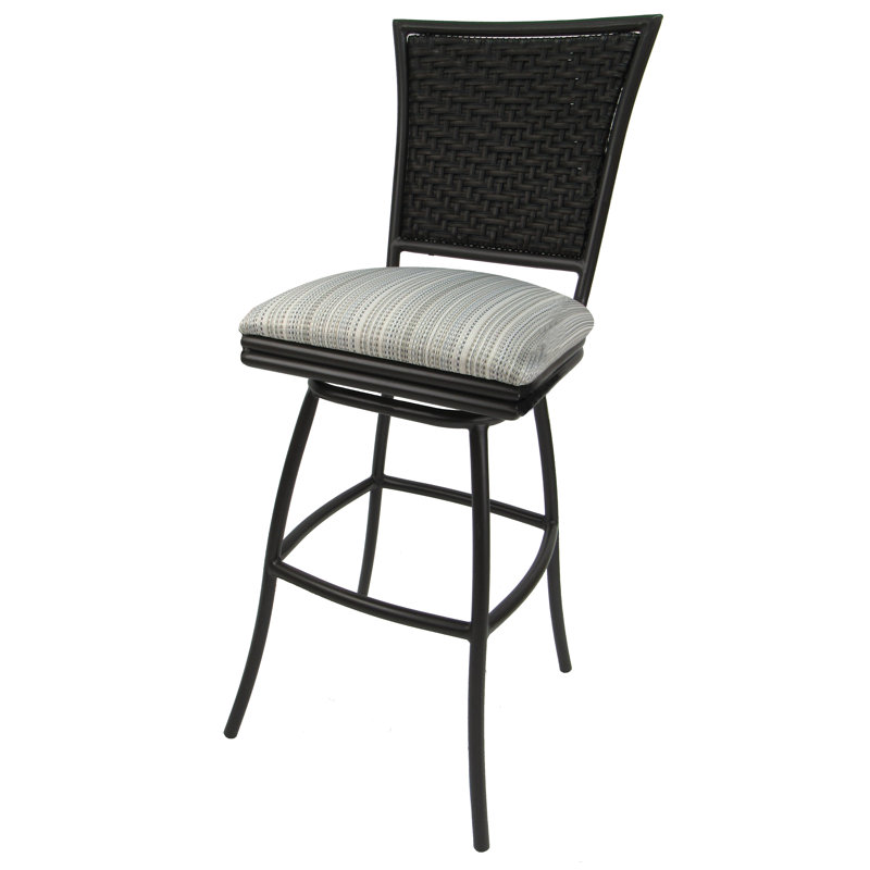 Tabouret 30 "avec coussin, Rayures multicolores, Brun, 30"