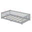 Wood Twin Bed Frame With Fence Guardrails-113587538