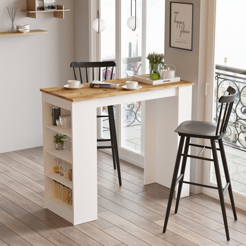 Bar Table, Naturel, Blanc