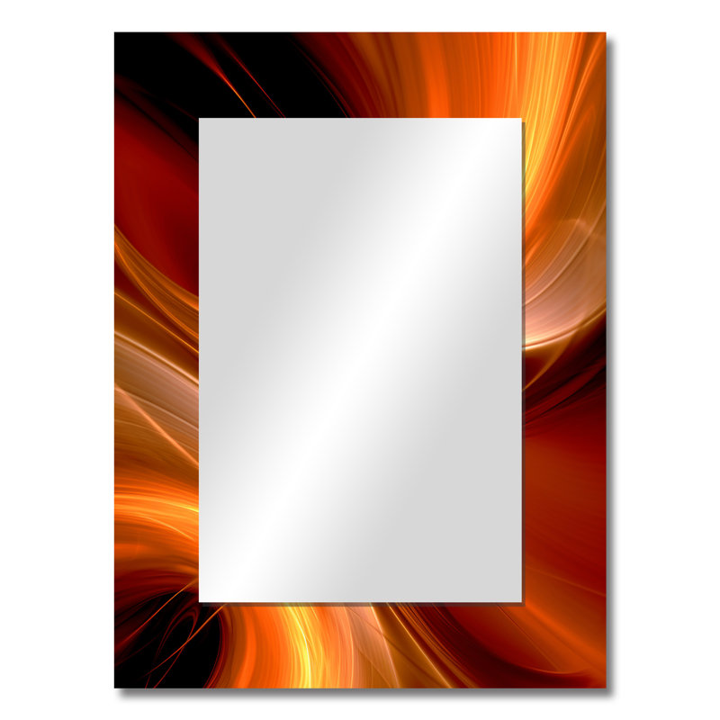 Knizair Orange Abstract Warm Fractal Design II - Fractals Wall Mirror, Modern Decorative Mirror, Printed Metal Art, 32" x 24"