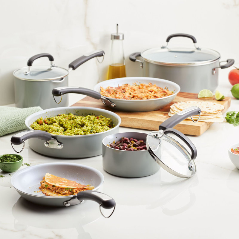 Gray 13-Piece Nonstick Aluminum Cookware Set with Utensils