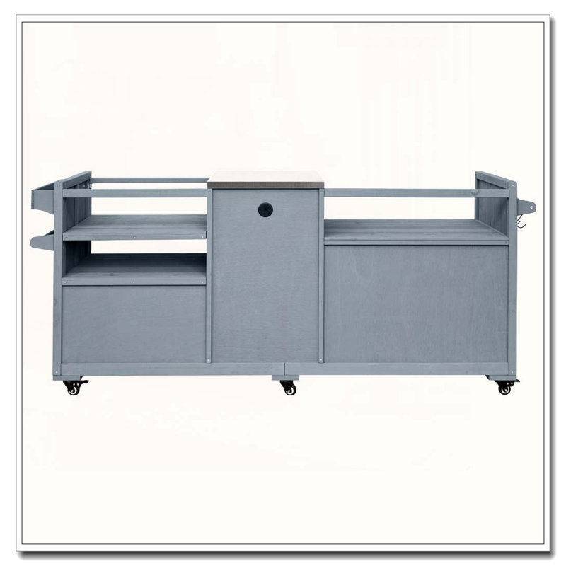 Chariot-grill tout-en-un 80,5 po pour Big Egg et plaque chauffante Blackstone, Gris te bleu
