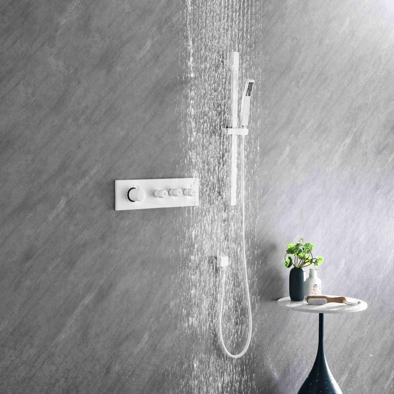 Wall Mounted Waterfall Shower System With Hand Shower, Sliding Bar