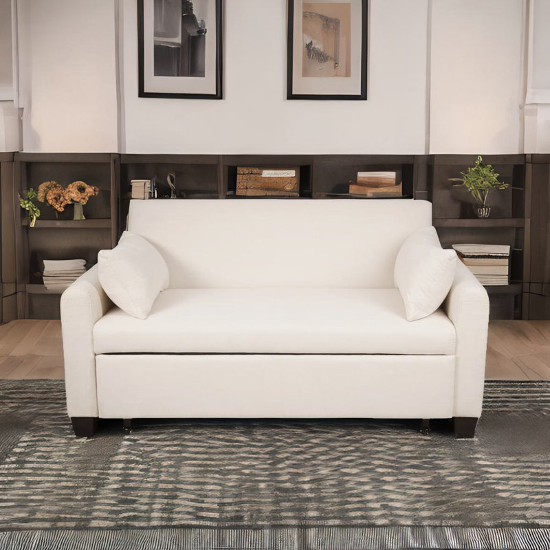 63 Inch Loveseats Sofa Bed, Beige