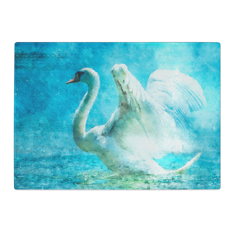 White Swan Vol.1 Painting Chopping Board, 0.4cm H x 28.5cm W x 39cm L