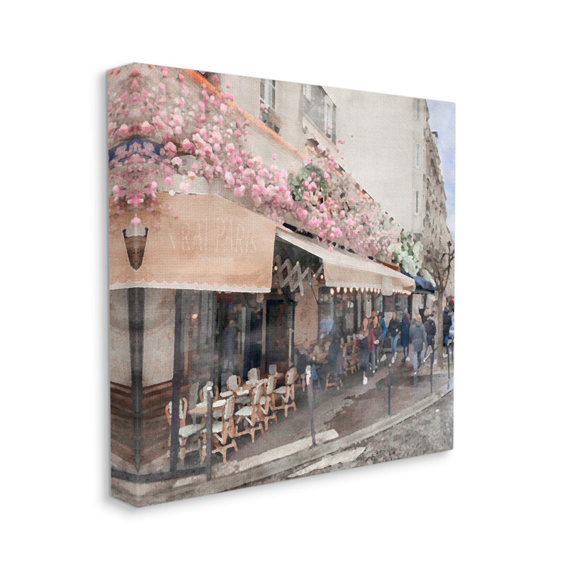 Parisian City Street On Canvas par LSR Design Studio, H 36 po x l 36 po x P 1,5 po